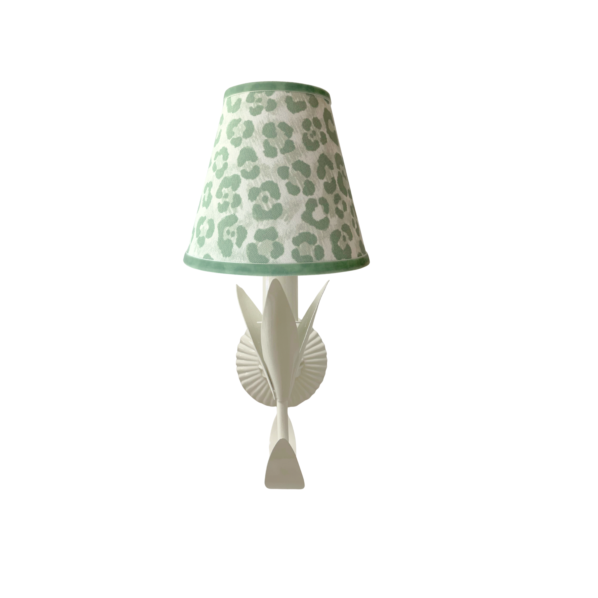 Pistachio Leopard Shade and La Fleur Ivory Wall Sconce - LUXE AND BEAU