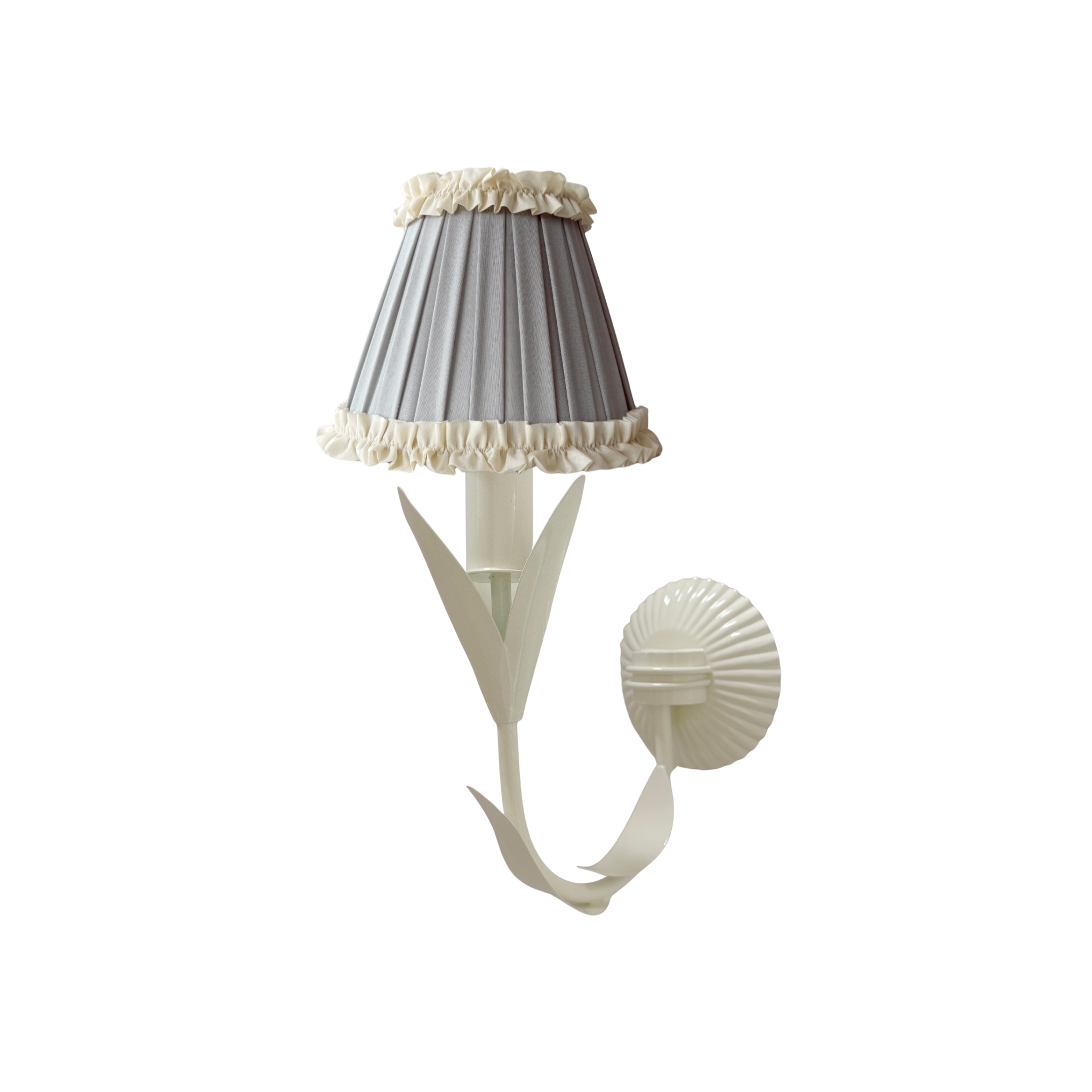 Audrey Grey and Cream Ruffle Shade and La Fleur Ivory Wall Sconce - LUXE AND BEAU