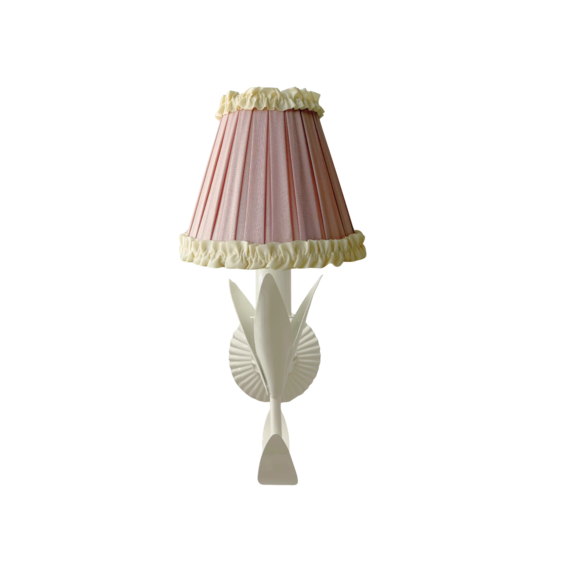 Audrey Dusty Rose and Cream Ruffle Shade and La Fleur Ivory Wall Sconce - LUXE AND BEAU