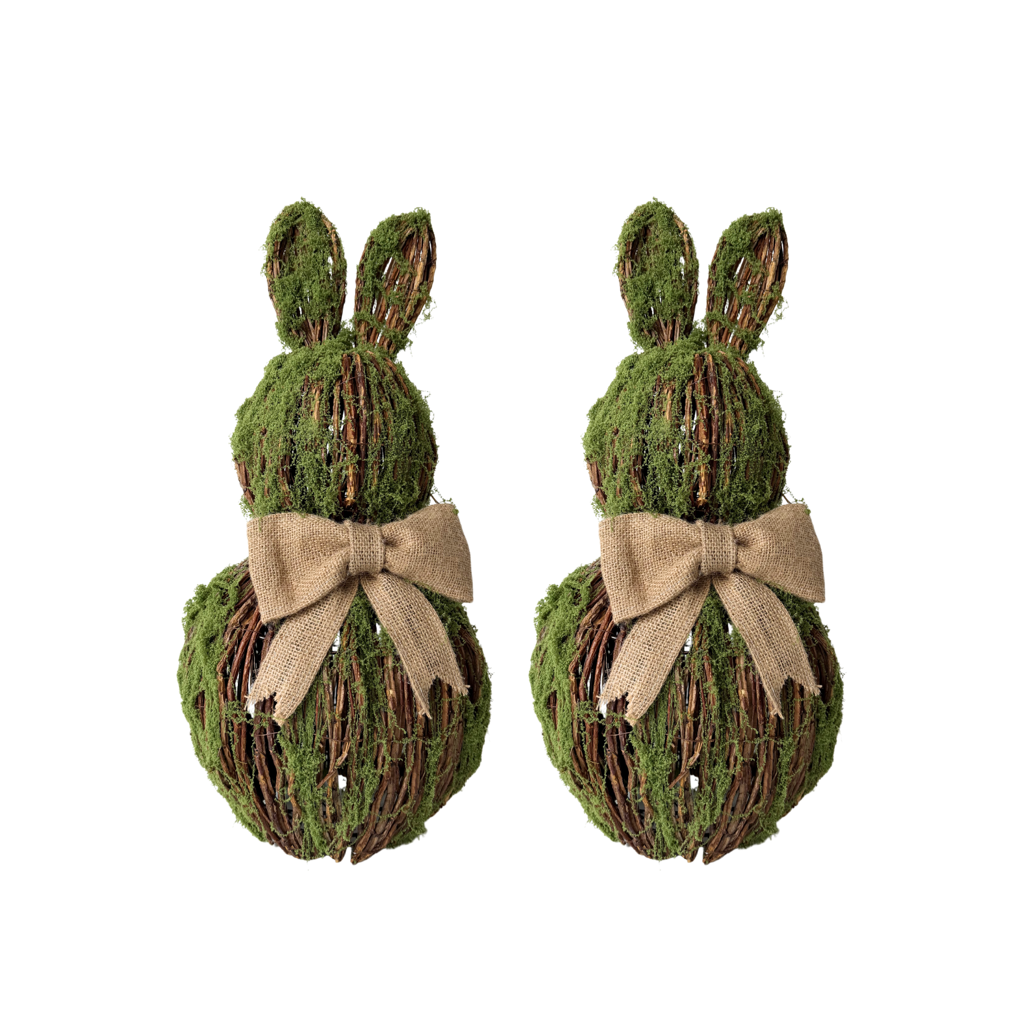 Small Wicker Moss Bunnies (Set of 2) - LUXE AND BEAU