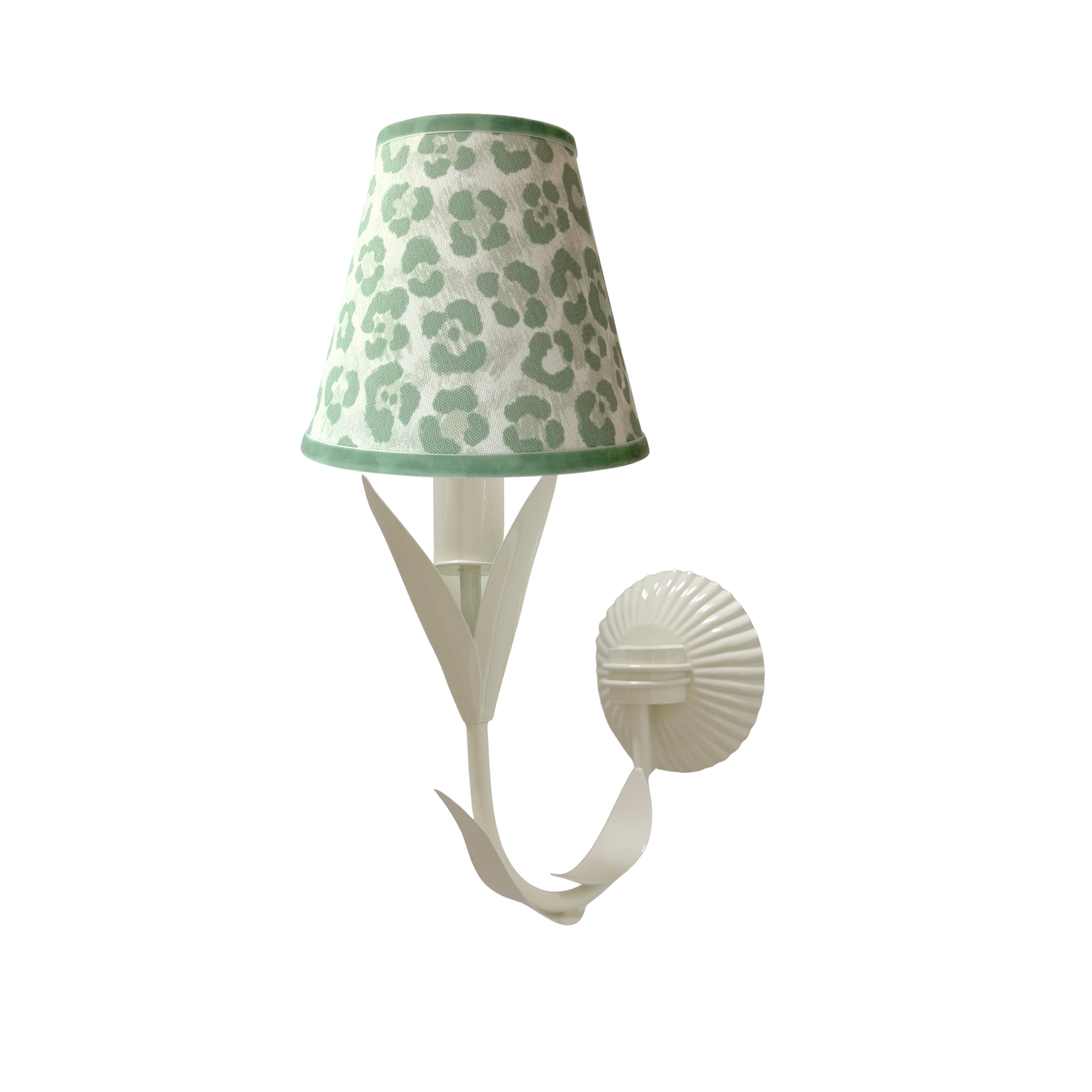 Pistachio Leopard Shade and La Fleur Ivory Wall Sconce - LUXE AND BEAU
