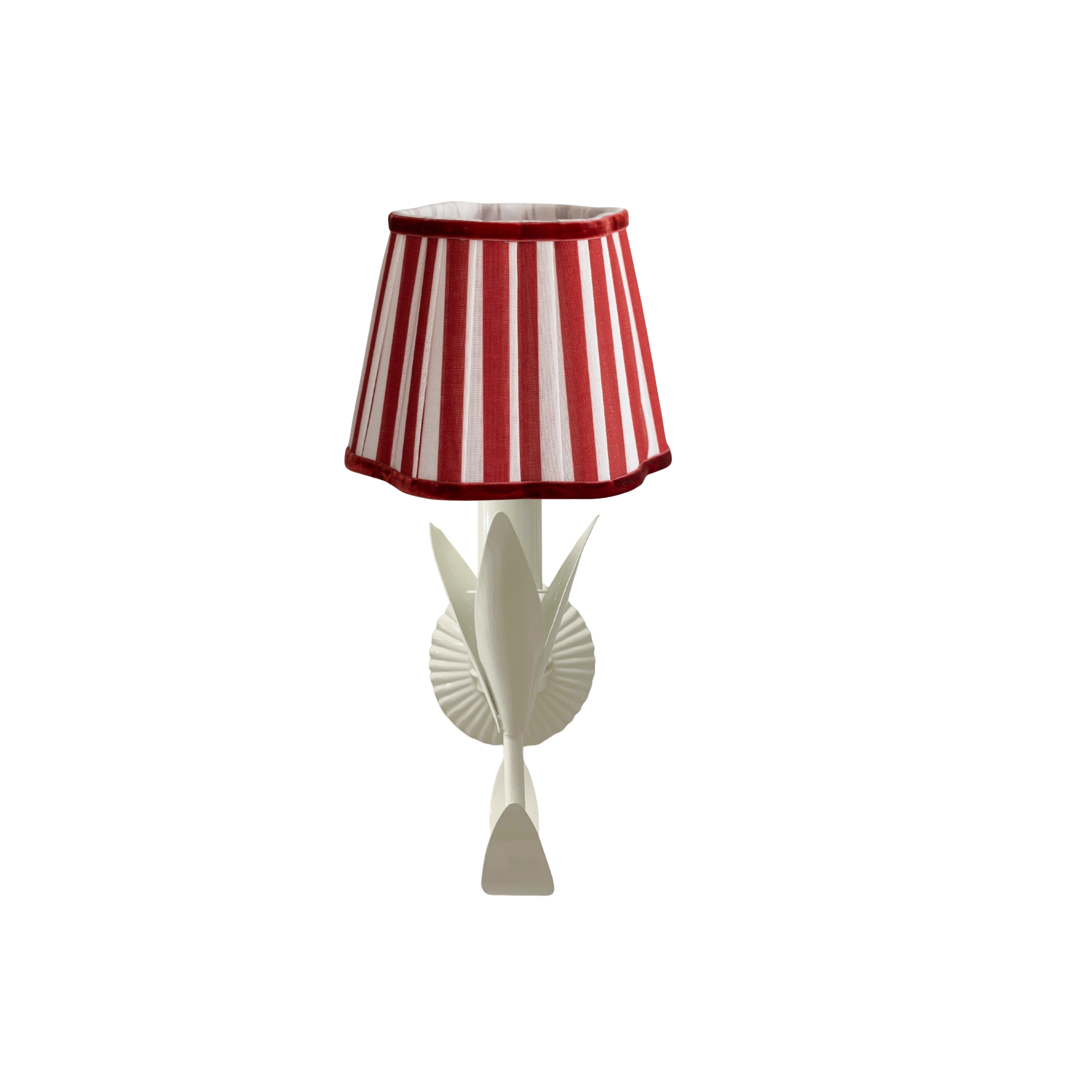 Red Stripe Scallop Shade and La Fleur Ivory Wall Sconce - LUXE AND BEAU