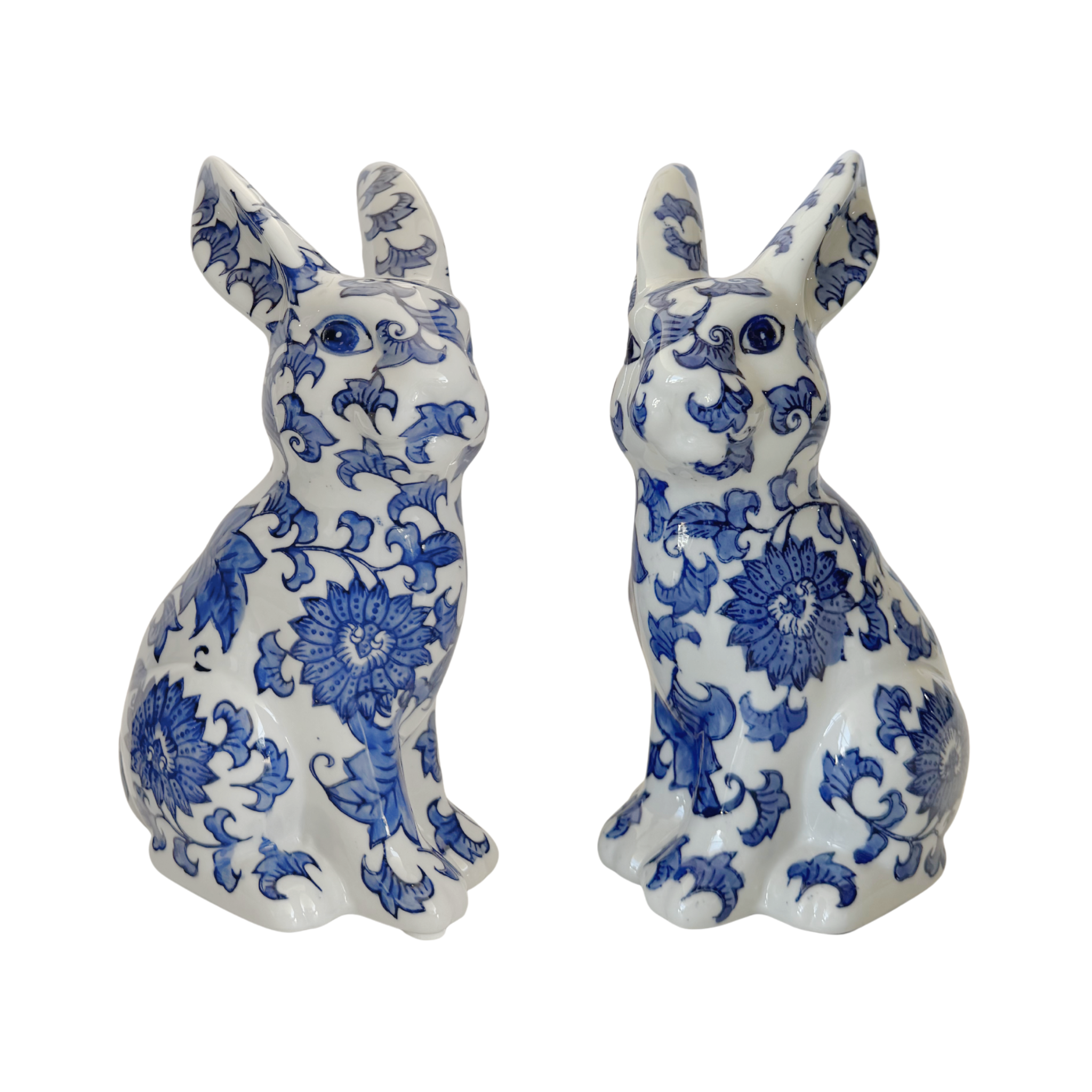 Blue Ceramic Easter Bunnies (Set of 2) - LUXE AND BEAU