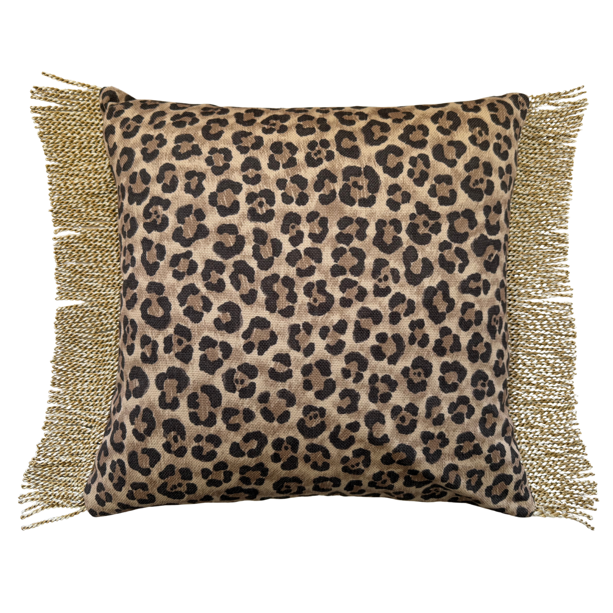 Bullion Fringe Leopard Cushion Cover 50x50cm - LUXE AND BEAU