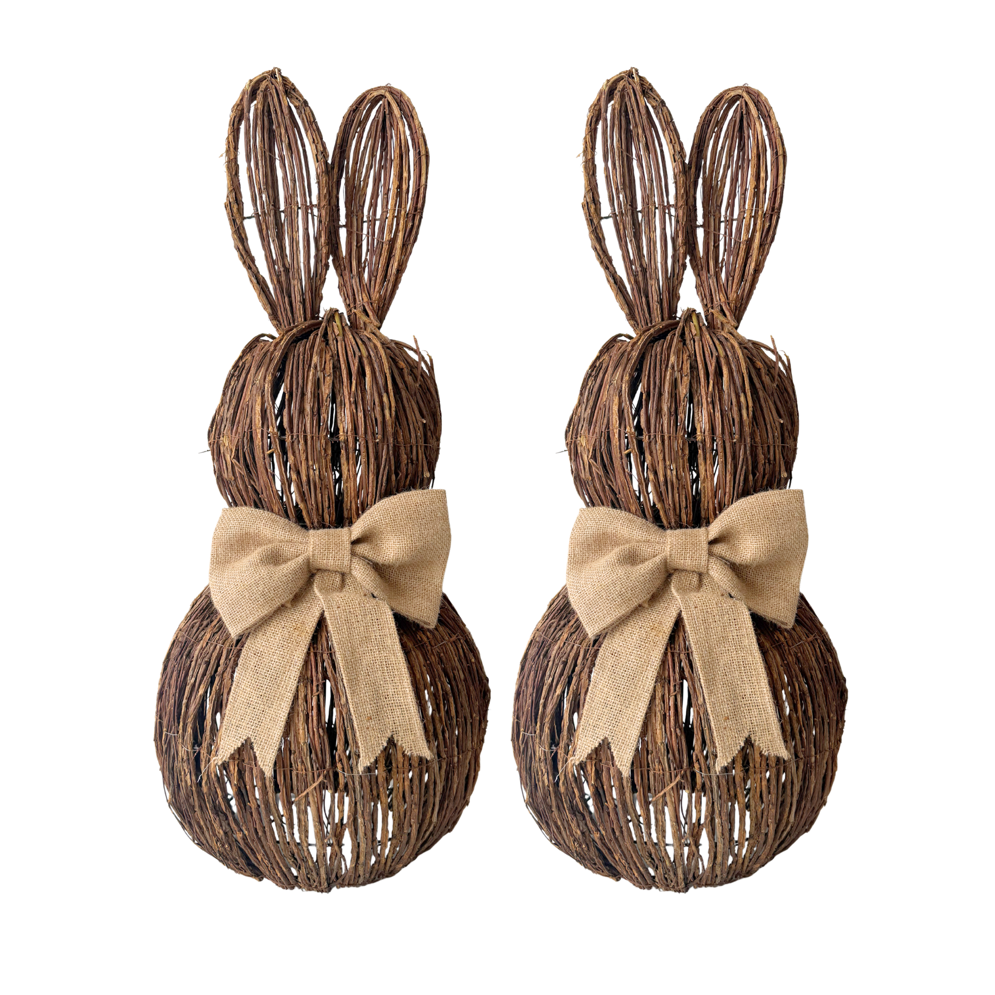Large Wicker Bunnies (Set of 2) - LUXE AND BEAU