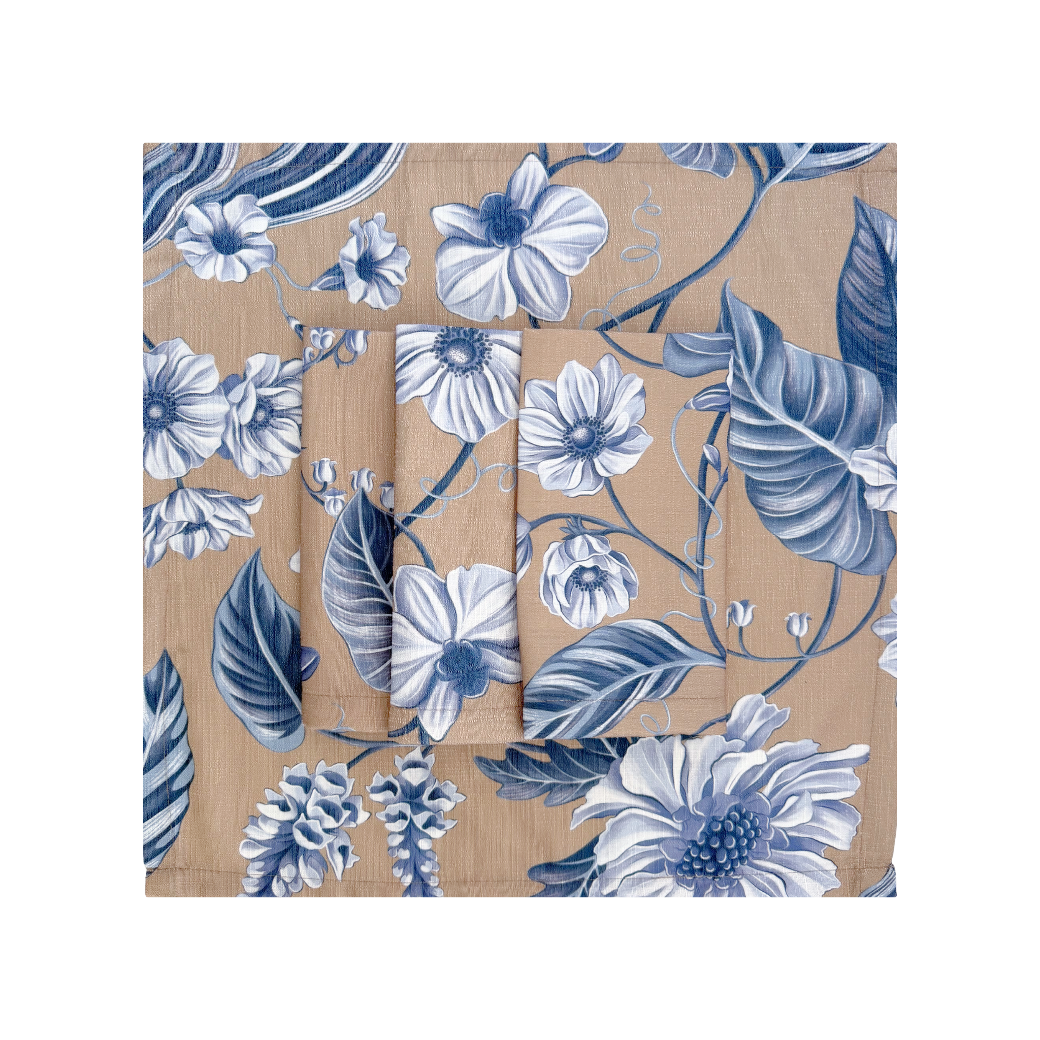 Georgie's Floral Navy and Biscuit Napkins (Set of 4) - LUXE AND BEAU