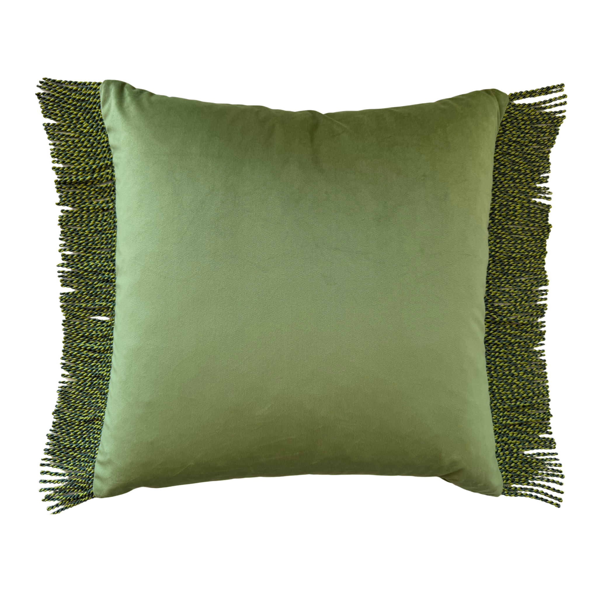 Bullion Fringe Vert Velvet Cushion Cover 50x50cm - LUXE AND BEAU
