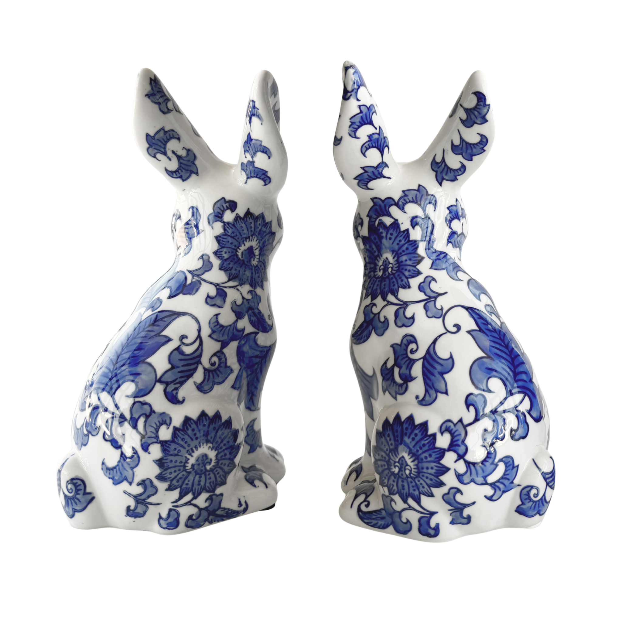 Blue Ceramic Easter Bunnies (Set of 2) - LUXE AND BEAU