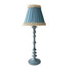 Audrey Sky Blue and Cream Ruffle Lamp Shade & Ocean Blue Base - Table Lamp - LUXE AND BEAU