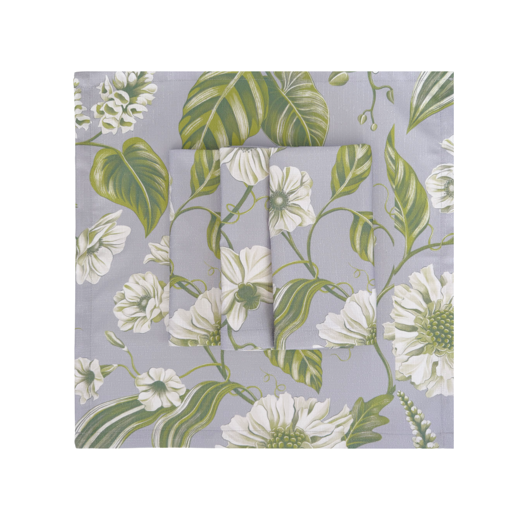 Georgie's Floral Grey and Moss Napkins - LUXE AND BEAU