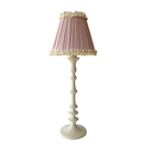 Audrey Dusty Rose and Cream Ruffle Lamp Shade & Ivory Base - Table Lamp - LUXE AND BEAU