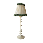 Audrey Cream and Hunter Green Ruffle Lamp Shade & Ivory Base - Table Lamp - LUXE AND BEAU