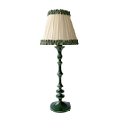 Audrey Cream and Hunter Green Ruffle Lamp Shade & Verdant Green Base - Table Lamp - LUXE AND BEAU