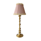 Audrey Dusty Rose and Cream Ruffle Lamp Shade & Brass Base - Table Lamp - LUXE AND BEAU