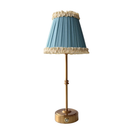 Audrey Sky Blue and Cream Ruffle Lamp Shade & Gold Base - USB Table Lamp - LUXE AND BEAU