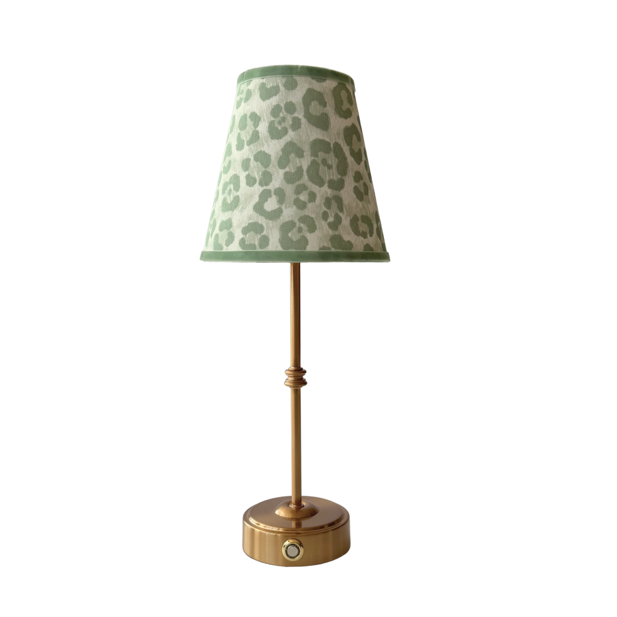 Pistachio Leopard Lamp Shade & Gold Base - USB Table Lamp - LUXE AND BEAU