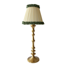 Audrey Cream and Hunter Green Ruffle Lamp Shade & Brass Base - Table Lamp - LUXE AND BEAU