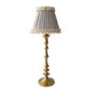 Audrey Grey and Cream Ruffle Lamp Shade & Brass Base - Table Lamp - LUXE AND BEAU