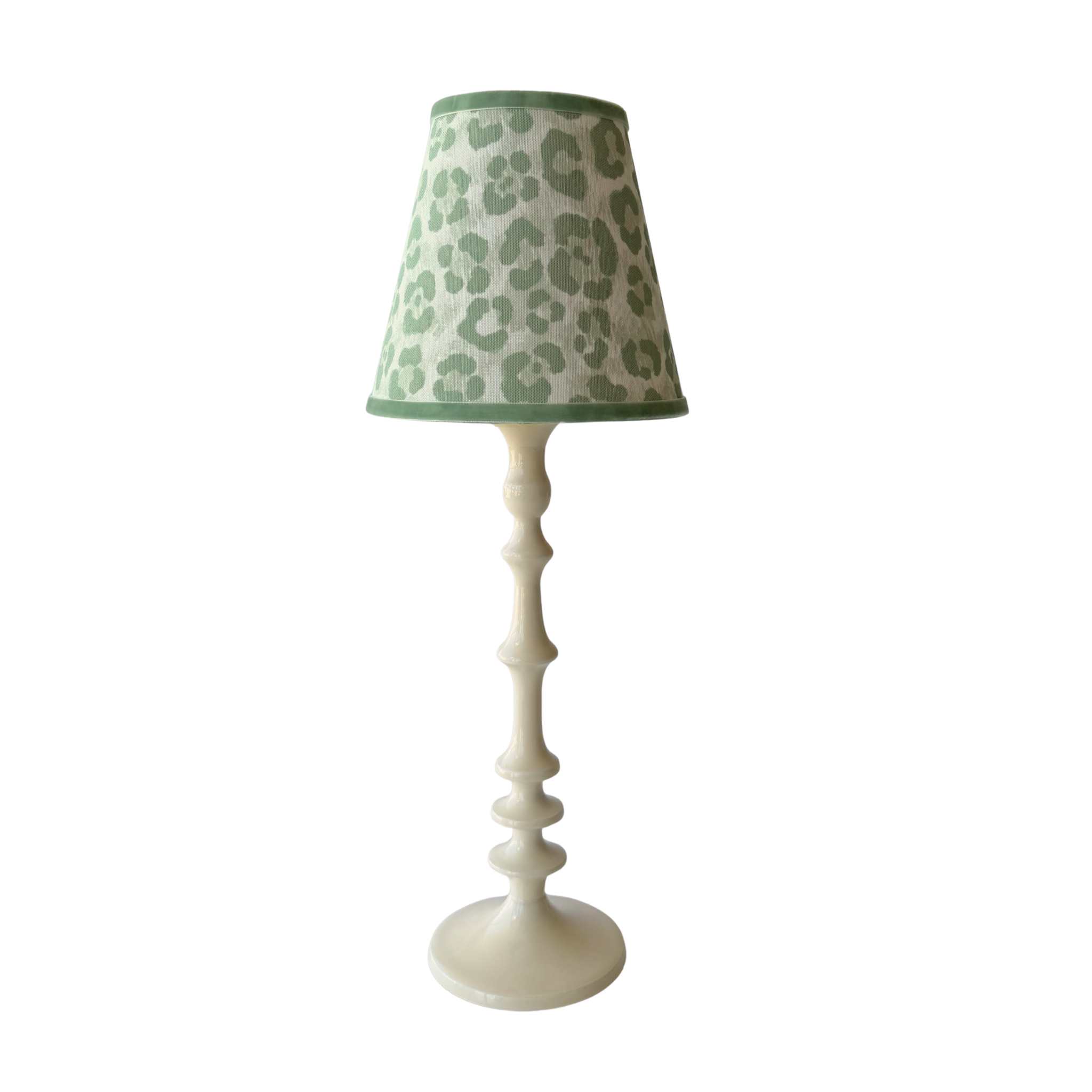 Pistachio Leopard Lamp Shade & Ivory Base - Table Lamp - LUXE AND BEAU