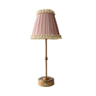 Audrey Dusty Rose and Cream Ruffle Lamp Shade & Gold Base - USB Table Lamp - LUXE AND BEAU