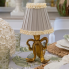 Audrey Grey and Cream Lamp Shade & Beau Base - Table Lamp - LUXE AND BEAU