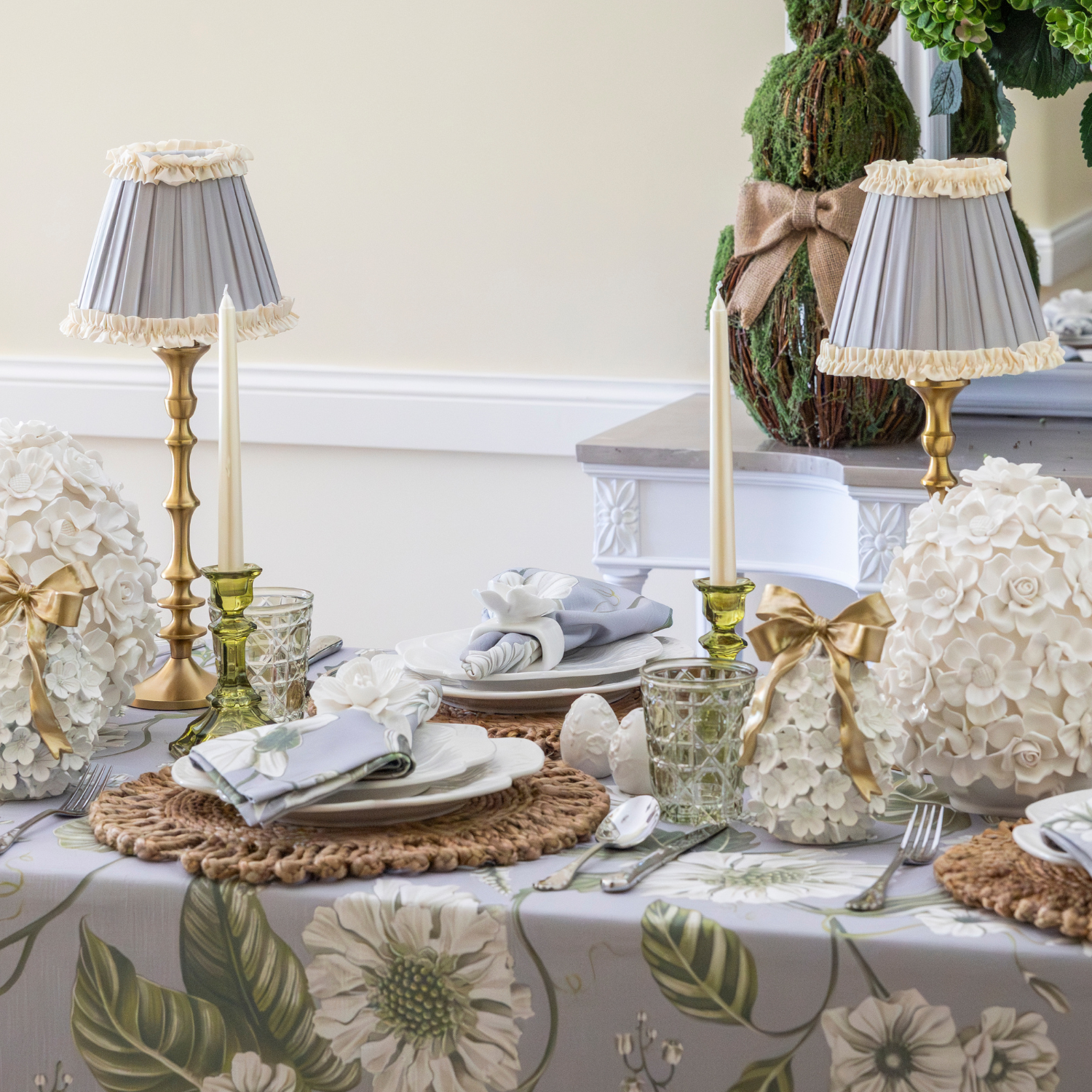 Audrey Grey and Cream Ruffle Shade - LUXE AND BEAU