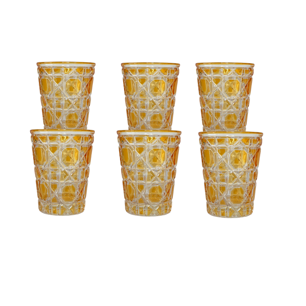 Buy Luxe Cushions & Linens - Amber Geometric Glass Tumblers (Set of 6) - By Luxe & Beau Designs 