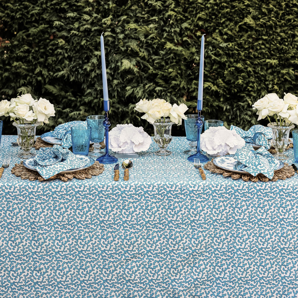 Buy Luxe Cushions & Linens - Sardinia Blue Table Cloth - By Luxe & Beau Designs 