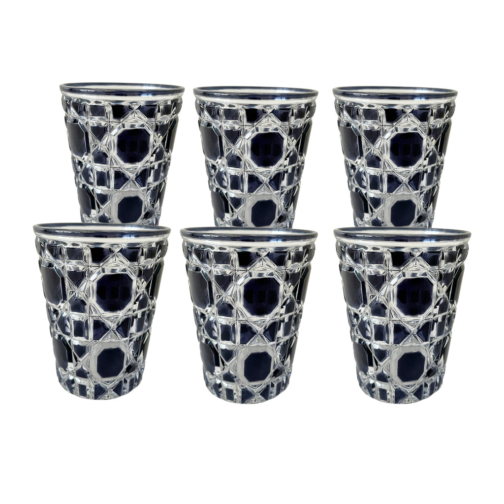 Buy Luxe Cushions & Linens - Black Geometric Glass Tumblers (Set of 6) - By Luxe & Beau Designs 