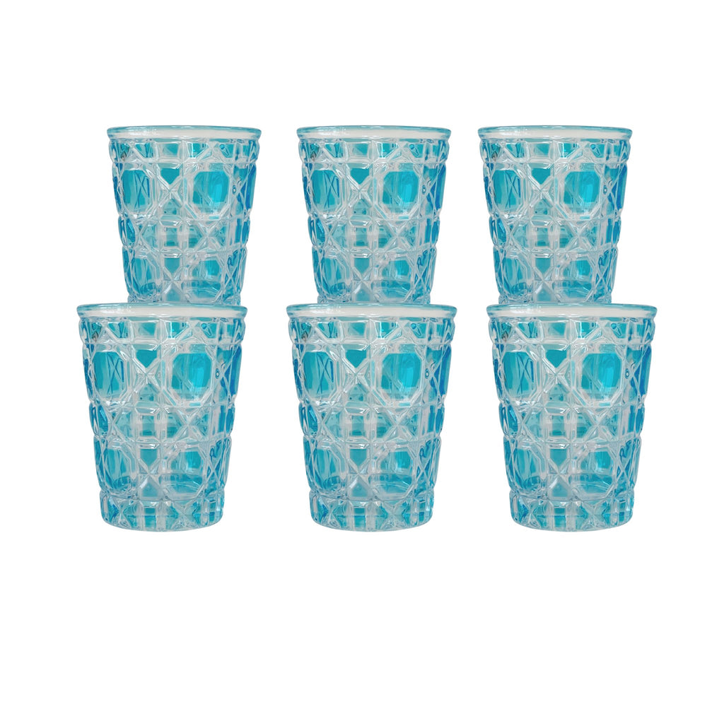 Buy Luxe Cushions & Linens - Topaz Geometric Glass Tumblers (Set of 6) - By Luxe & Beau Designs 