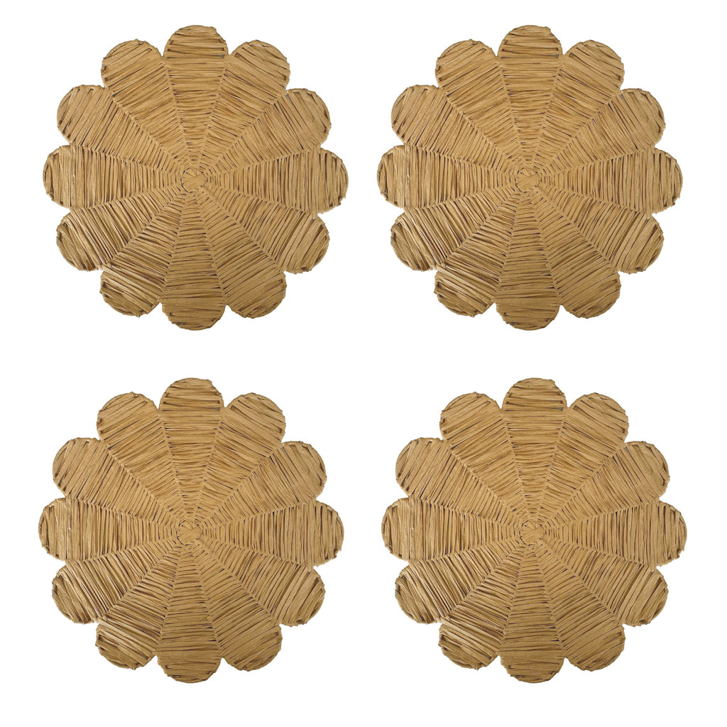 Buy Luxe Cushions & Linens - Flower Placemat Raffia Natural (Set Of 4) - By Luxe & Beau Designs 