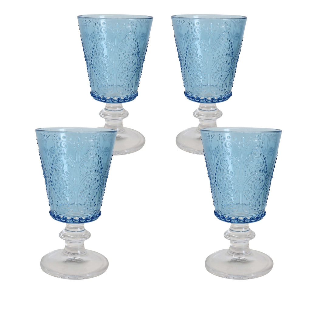 Buy Luxe Cushions & Linens - Azzurro Wine Glass (Set of 4) - By Luxe & Beau Designs 