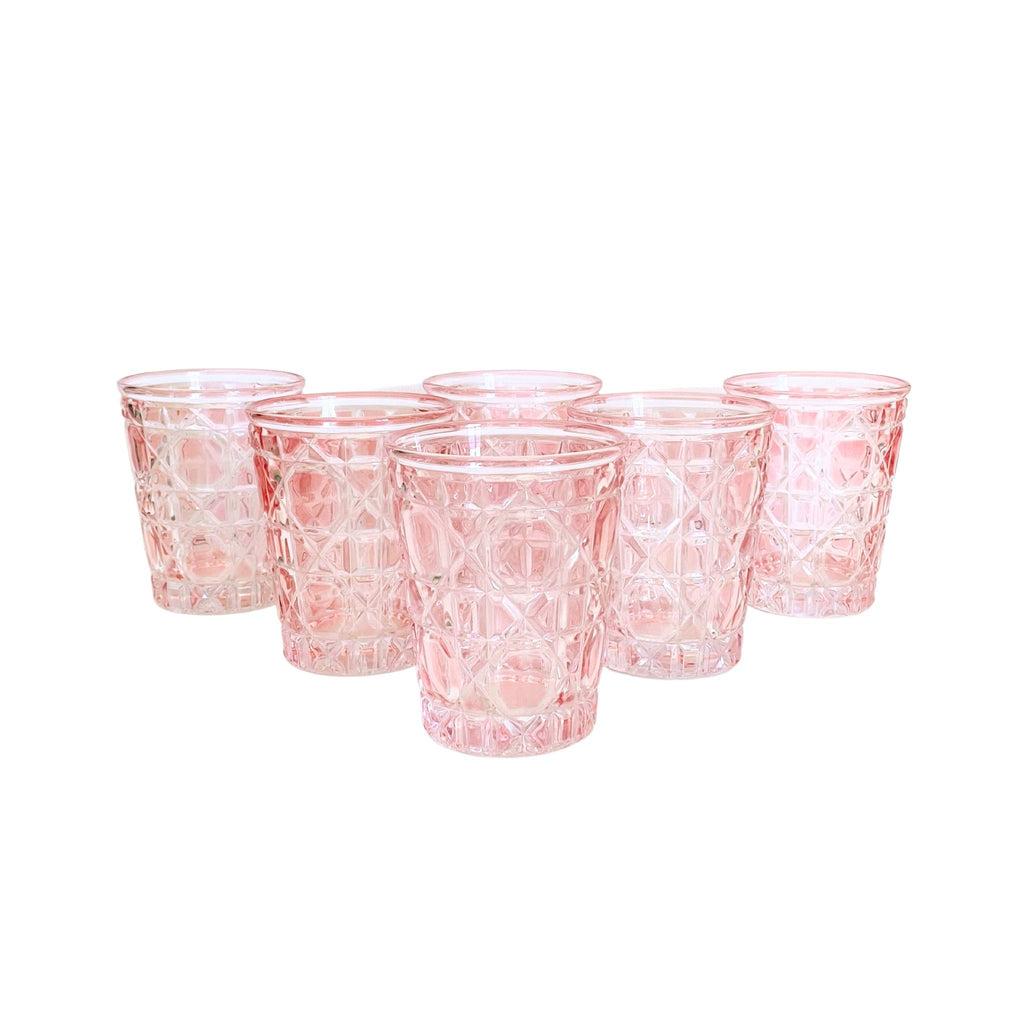 Buy Luxe Cushions & Linens - Pink Geometric Glass Tumblers (Set of 6) - By Luxe & Beau Designs 