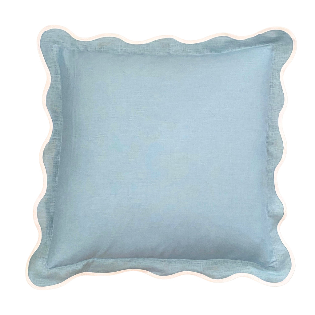 Buy Luxe Cushions & Linens - Blue Squiggle With Olive Squiggle Cushion Cover - By Luxe & Beau Designs 