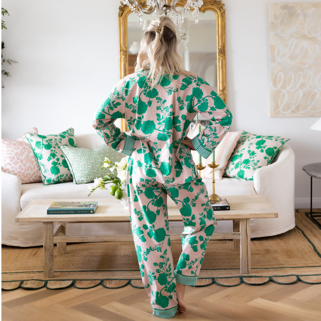 Buy Luxe Cushions & Linens - Pink and Green Camille Pyjamas - By Luxe & Beau Designs 