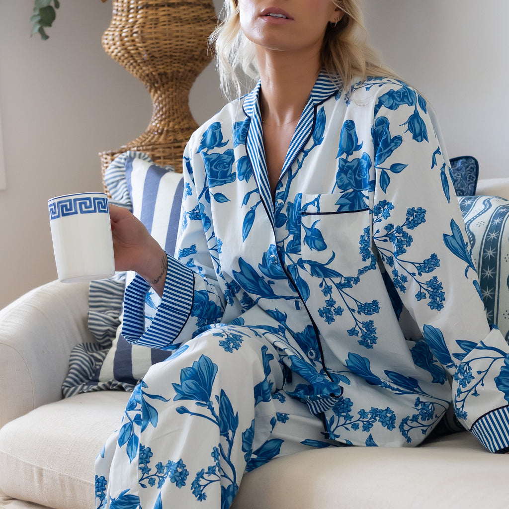 Buy Luxe Cushions & Linens - Camille Pyjamas Blue - By Luxe & Beau Designs 