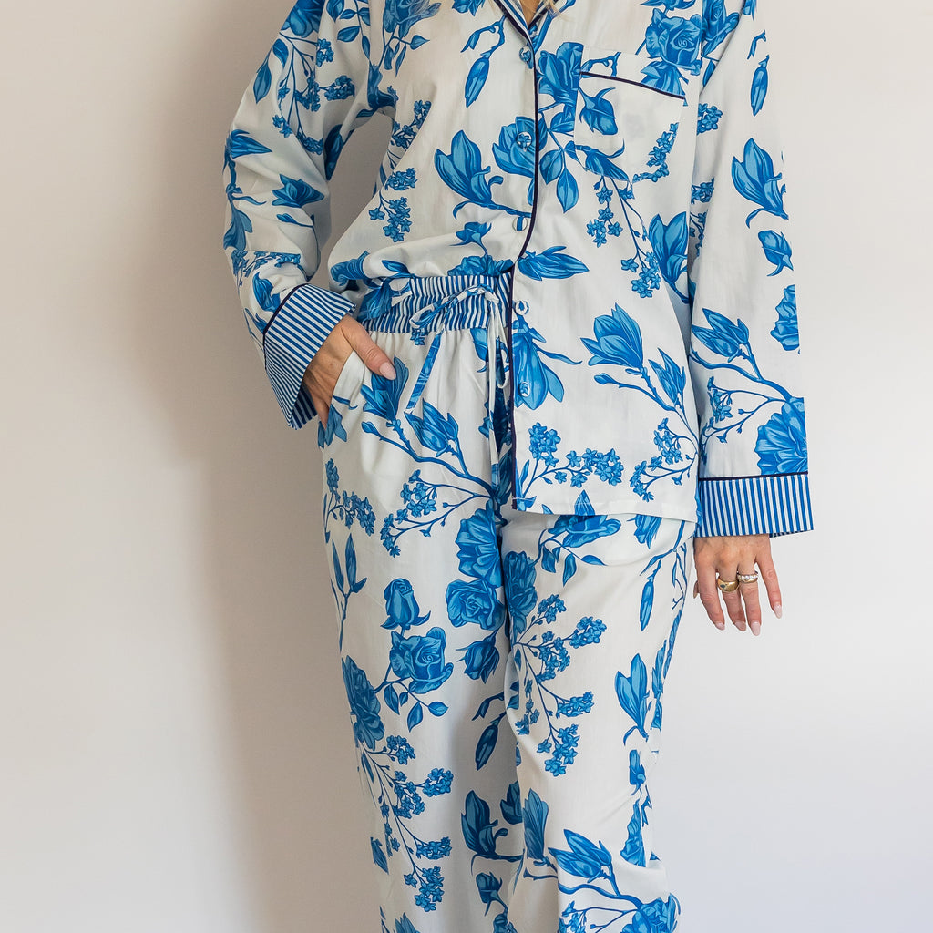Buy Luxe Cushions & Linens - Camille Pyjamas Blue - By Luxe & Beau Designs 