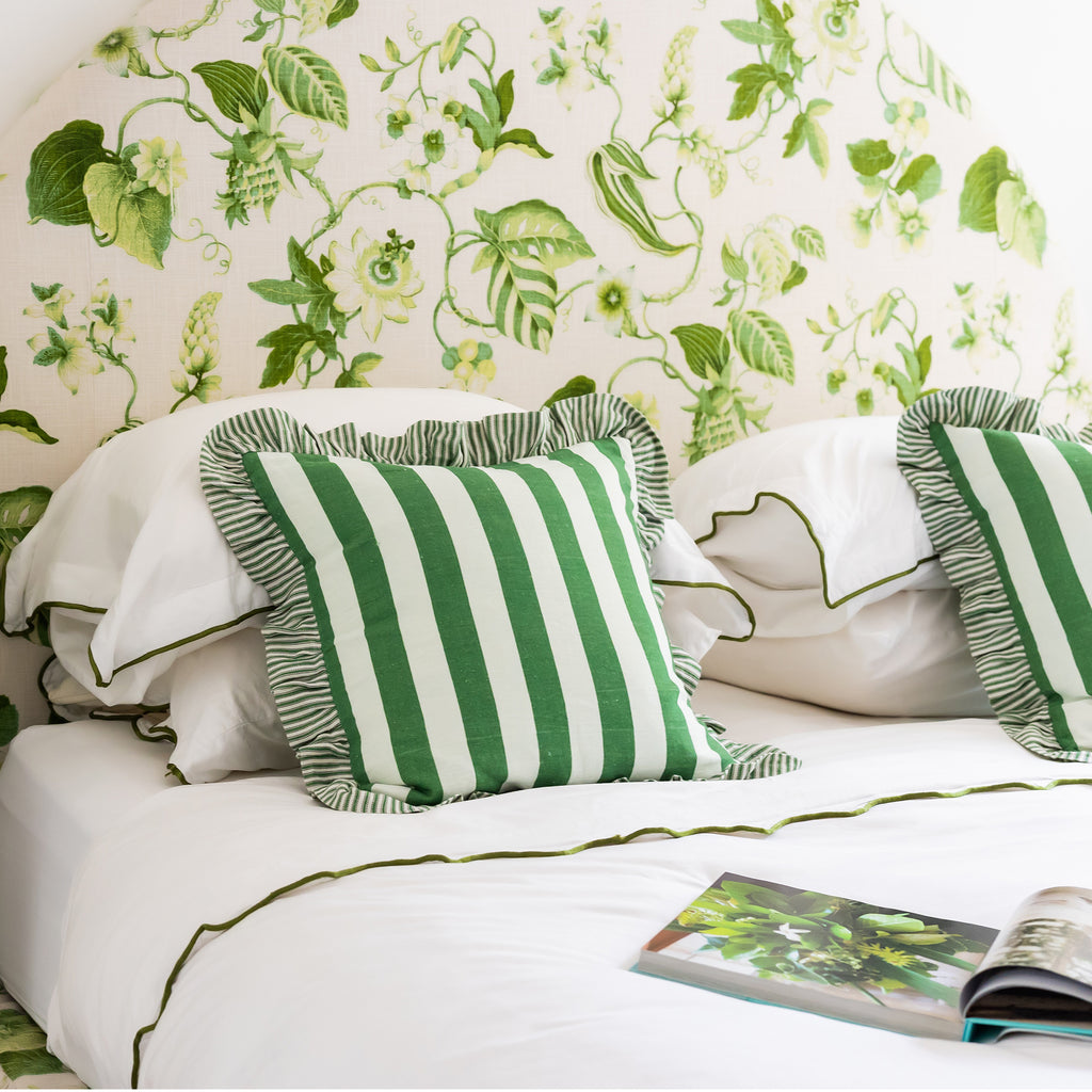Buy Luxe Cushions & Linens - Green St Tropez Stripe - By Luxe & Beau Designs 